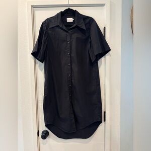 FABIANA PIGNA Boxy Button Down Shirt Dress Black .Wide sleeves, Collar. Size Med